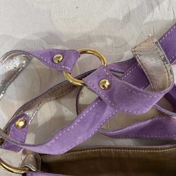 Vera Pelle Small Purple Suede Crossbody Bag - Picture 7 of 10